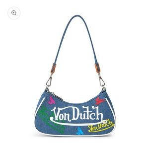Von Dutch Y2K  Blue Denim Logo Shoulder Bag